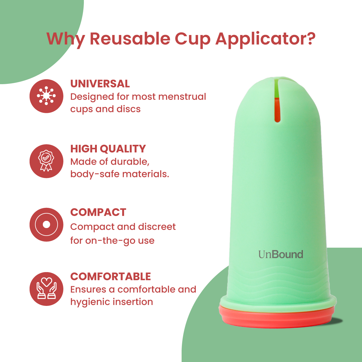 Reusable Menstrual Cup Applicator with Lubricant Unbound